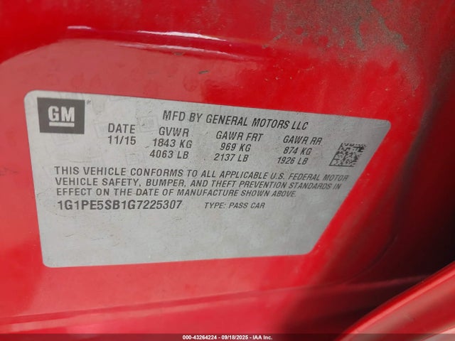 1G1PE5SB1G7225307 Chevrolet luv - vvt, alum, e85 max