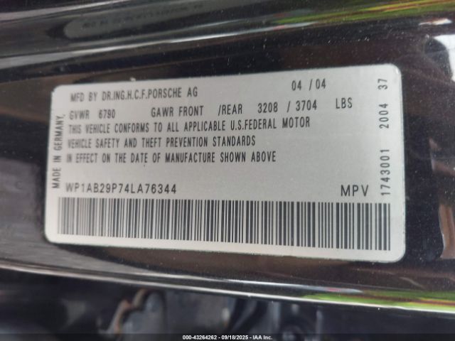 2004 PORSCHE CAYENNE WP1AB29P74LA76344 Photo 8