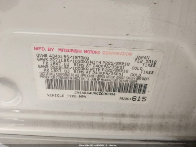 2012 MITSUBISHI OUTLANDER SPORT JA4AR4AUXCZ006904 Photo 8