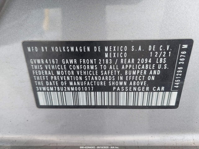 3VWGM7BU2NM001017 Volkswagen 1.5 tsi