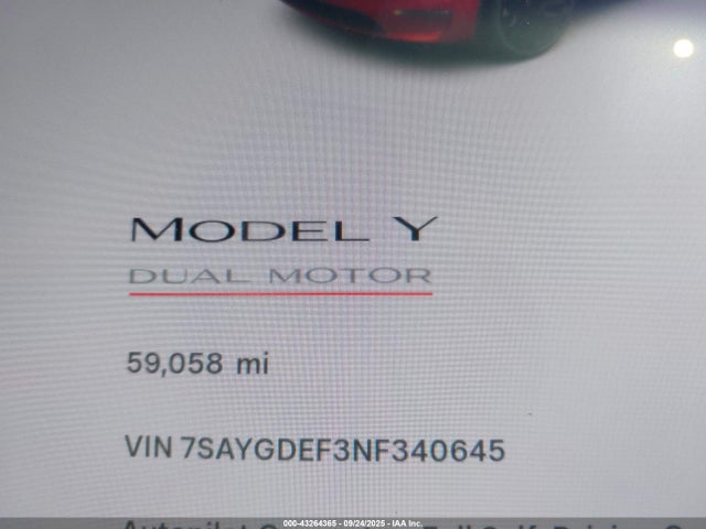 2022 TESLA MODEL Y 7SAYGDEF3NF340645 Photo 6