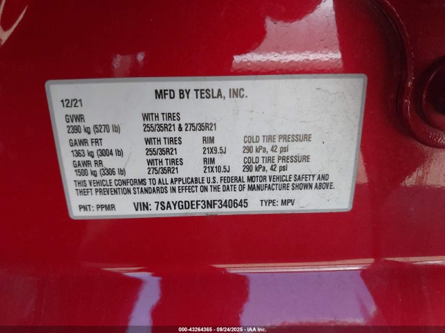 2022 TESLA MODEL Y 7SAYGDEF3NF340645 Photo 8