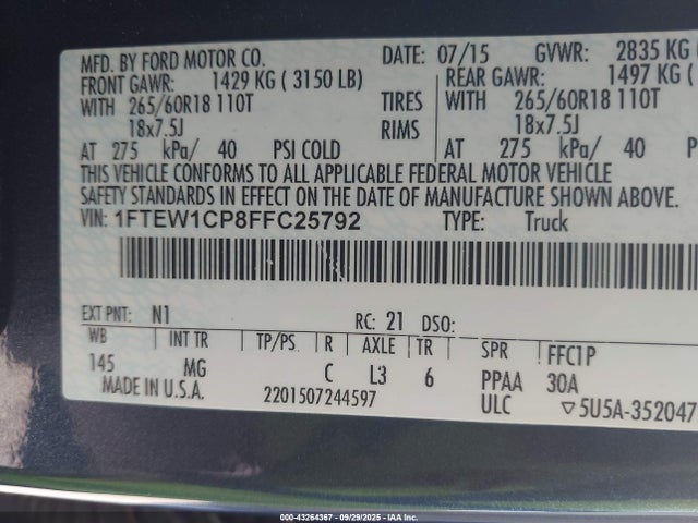 1FTEW1CP8FFC25792 Ford F-150