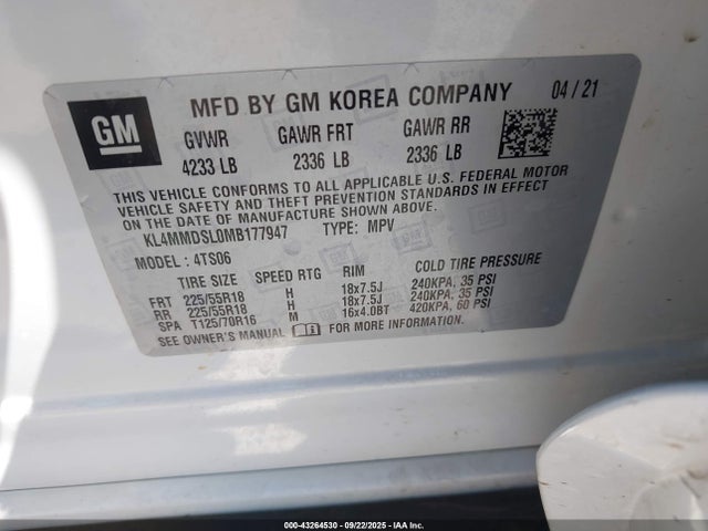 Продаж на аукціоні авто 2021 Buick Encore Gx Fwd Select, vin: KL4MMDSL0MB177947, номер лоту: 43264530