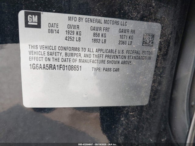 Cadillac lcv 2015 1G6AA5RA1F0108651 Image 9