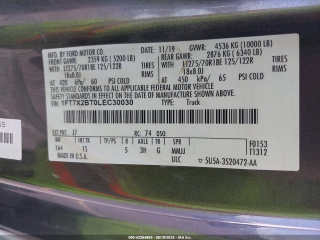 Ford 2020 2020 1FT7X2BT0LEC30030 Image 9
