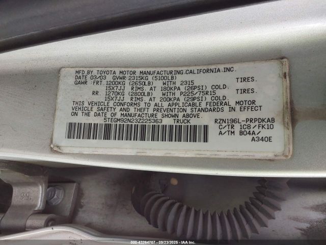 2003 TOYOTA TACOMA 5TEGM92N23Z225363 Photo 8