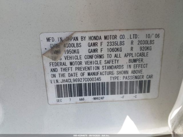 2007 ACURA TSX JH4CL96927C000345 Photo 8