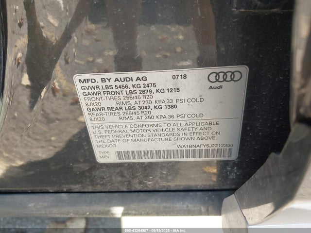 2018 AUDI Q5 WA1BNAFY5J2212356 Photo 8