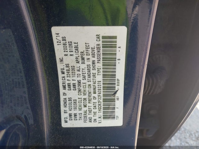 Honda k24w1 2015 1HGCR2F32FA093379 Image 9