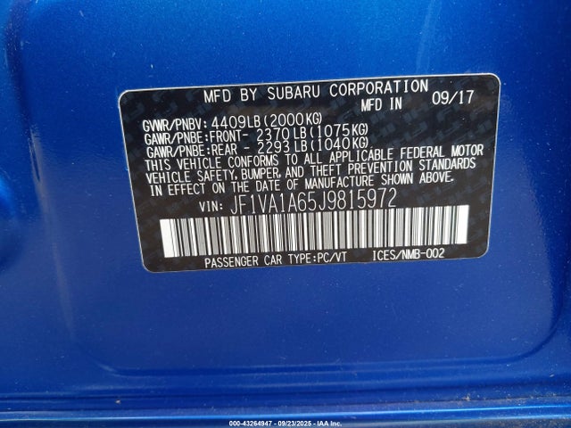 Subaru dib 2018 JF1VA1A65J9815972 Image 9
