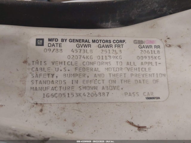 1989 CADILLAC DEVILLE 1G6CD5153K4206887 Photo 8