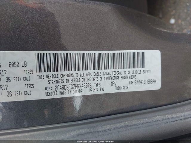 2C4RDGEG7HR746070 Dodge 2017