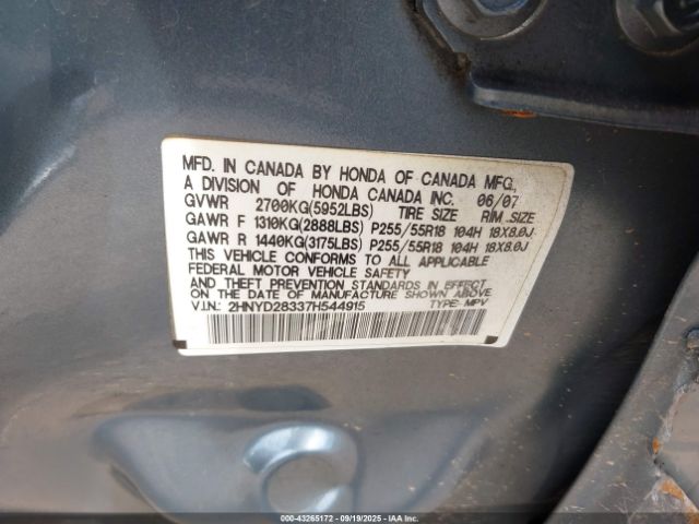 2007 ACURA MDX 2HNYD28337H544915 Photo 8