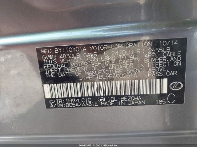 2015 LEXUS GS 350 JTHBE1BL9FA002516 Photo 8