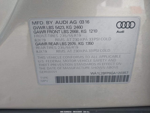 2016 AUDI Q5 WA1L2BFP6GA120357 Photo 8