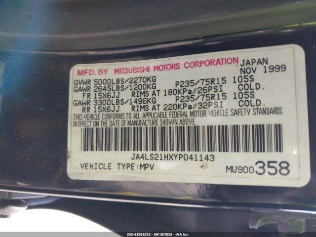 2000 MITSUBISHI MONTERO SPORT JA4LS21HXYP041143 Photo 8