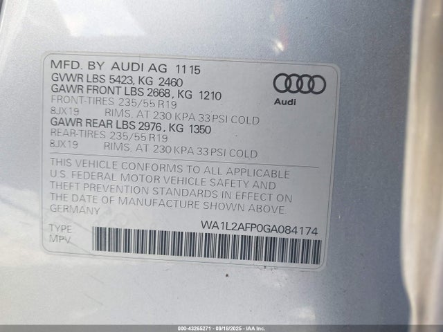 2016 AUDI Q5 WA1L2AFP0GA084174 Photo 8