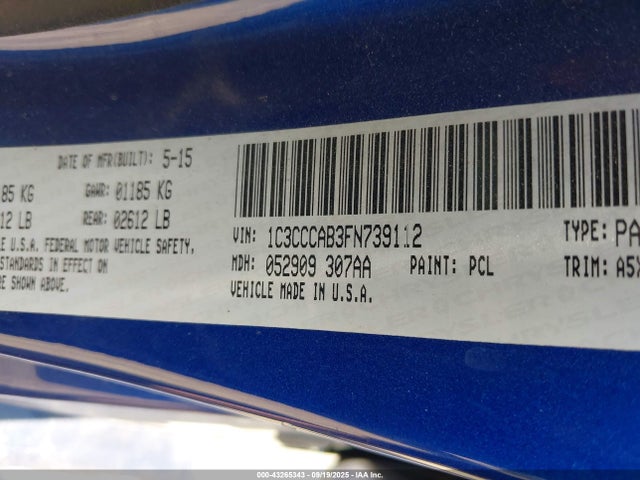Продажа на аукционе авто 2015 Chrysler 200 Limited, vin: 1C3CCCAB3FN739112, номер лота: 43265343