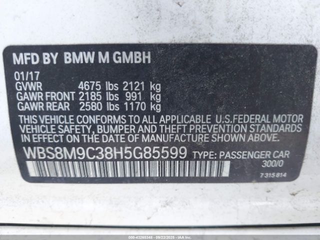 2017 BMW M3 WBS8M9C38H5G85599 Photo 8