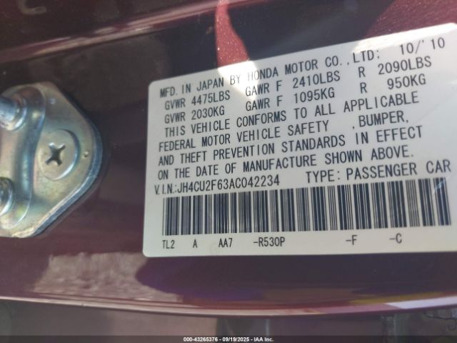 2010 ACURA TSX JH4CU2F63AC042234 Photo 8