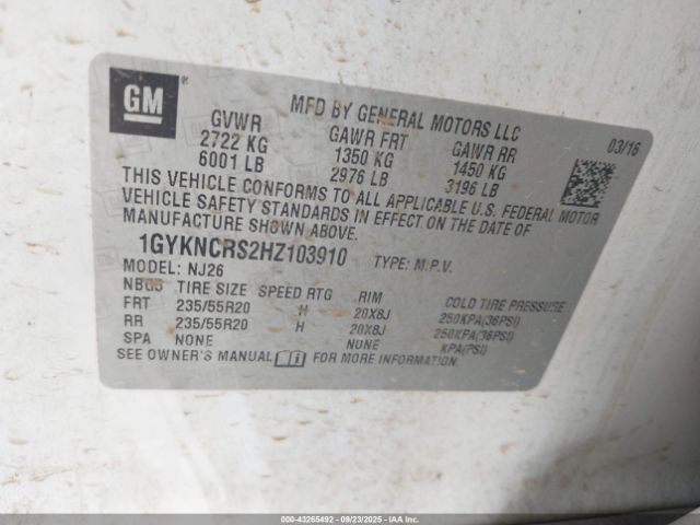 2017 CADILLAC XT5 1GYKNCRS2HZ103910 Photo 8