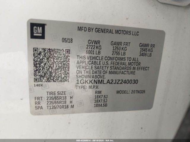 2018 GMC ACADIA 1GKKNMLA2JZ240030 Photo 8