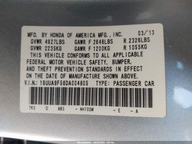 2013 ACURA TL 19UUA9F56DA004805 Photo 8