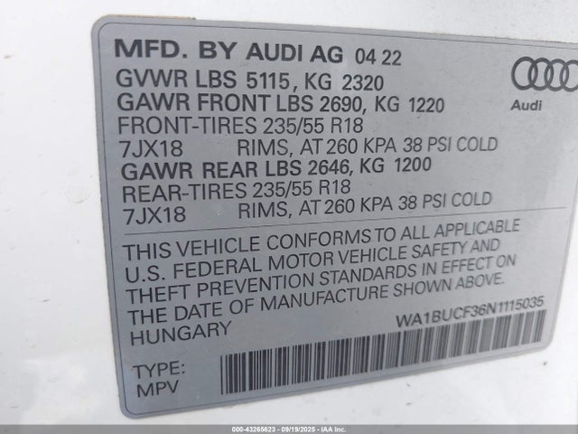 2022 AUDI Q3 WA1BUCF36N1115035 Photo 8