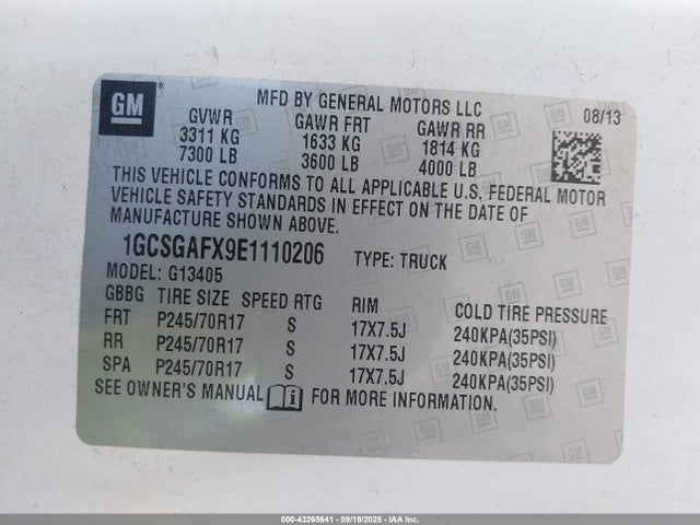 Chevrolet lu3 - 90 degree engine 2014 1GCSGAFX9E1110206 Image 9