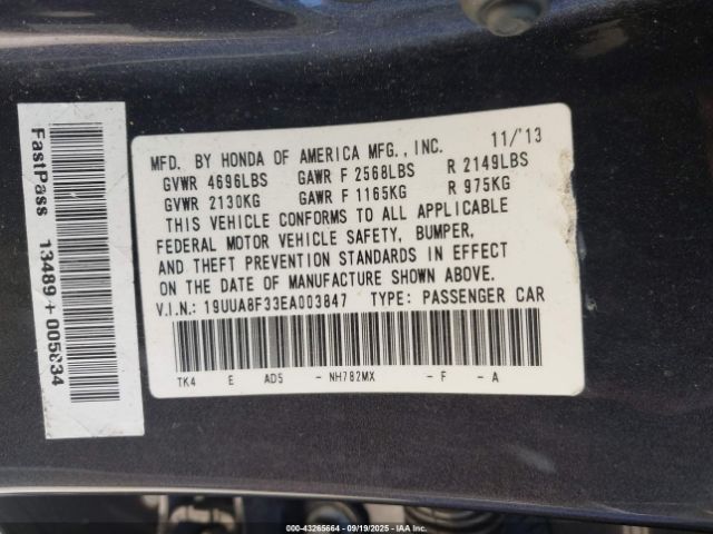 2014 ACURA TL 19UUA8F33EA003847 Photo 8