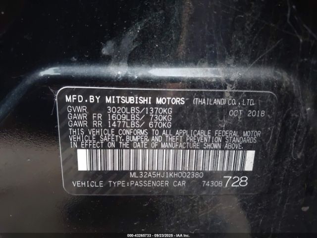 2019 MITSUBISHI MIRAGE ML32A5HJ1KH002380 Photo 8