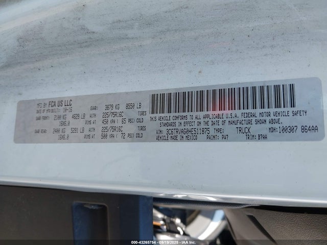 RAM Promaster 1500 2017 3C6TRVAG0HE511875 Image 9