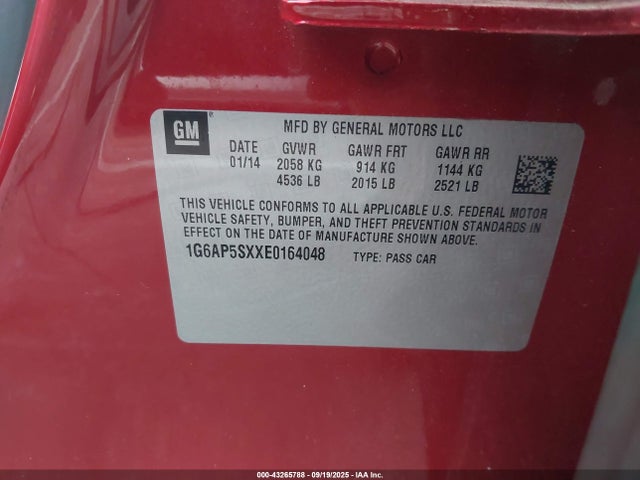 2014 CADILLAC CTS 1G6AP5SXXE0164048 Photo 8