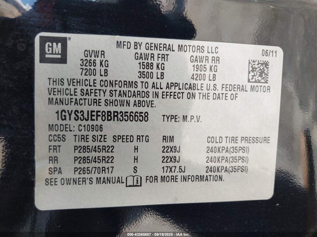 2011 CADILLAC ESCALADE ESV 1GYS3JEF8BR356658 Photo 8