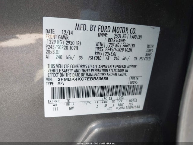 Ford 2014 2014 2FMDK4KC7EBB80685 Image 9