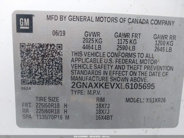 2020 CHEVROLET EQUINOX 2GNAXKEVXL6105695 Photo 8