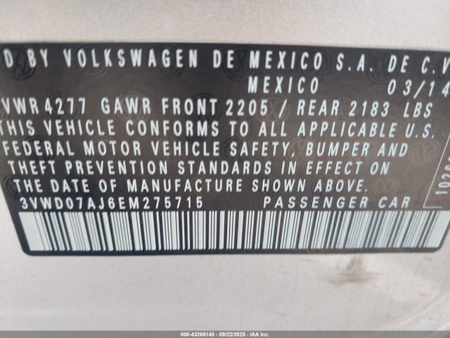 3VWD07AJ6EM275715 Volkswagen Jetta 1.8t Se