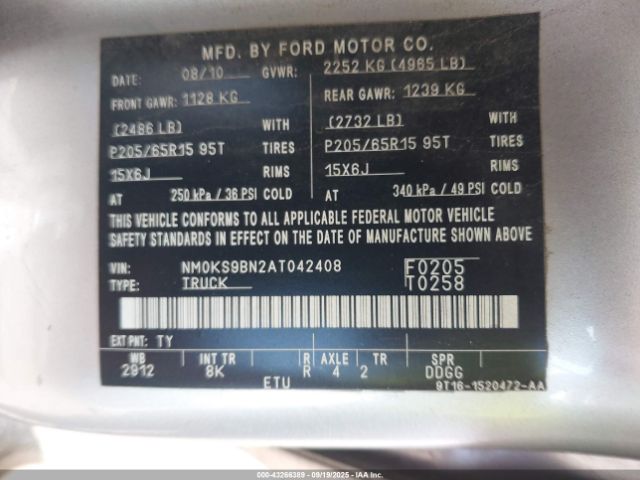 2010 FORD TRANSIT CONNECT NM0KS9BN2AT042408 Photo 8