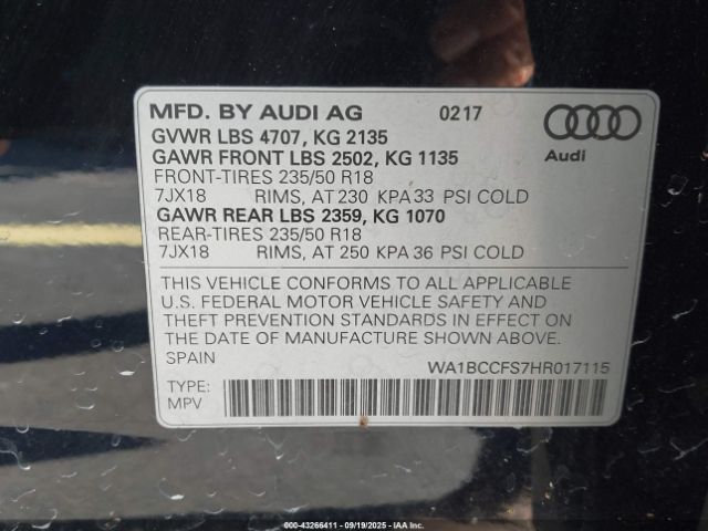 2017 AUDI Q3 WA1BCCFS7HR017115 Photo 8