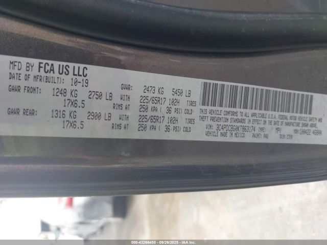 2019 DODGE JOURNEY 3C4PDCBG0KT863174 Photo 8