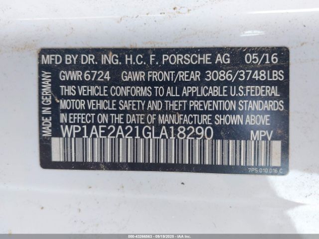 2016 PORSCHE CAYENNE E-HYBRID WP1AE2A21GLA18290 Photo 8