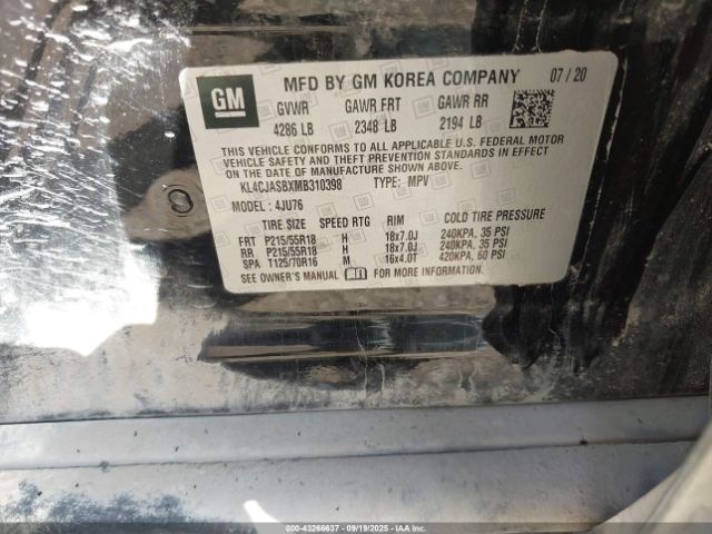 2021 BUICK ENCORE KL4CJASBXMB310398 Photo 8