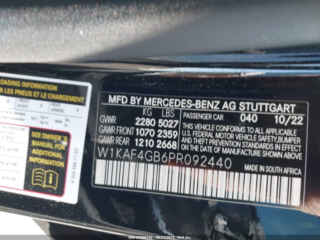 W1KAF4GB6PR092440 Mercedes-Benz m254