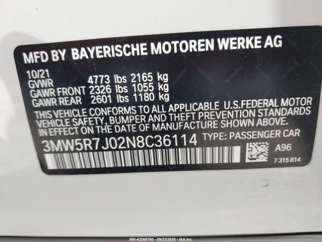 2022 BMW 330I 3MW5R7J02N8C36114 Photo 8