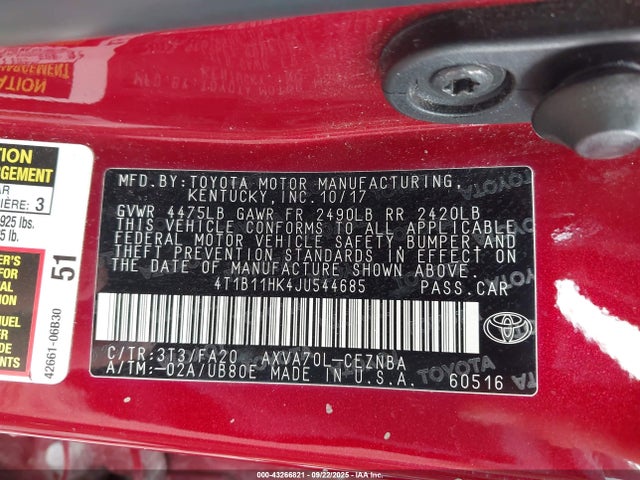 4T1B11HK4JU544685 Toyota a25a-fks