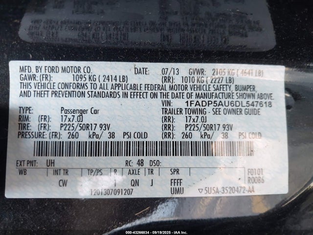 2013 FORD C-MAX HYBRID 1FADP5AU6DL547618 Photo 8