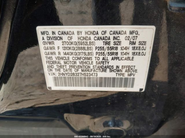 2007 ACURA MDX 2HNYD28327H523473 Photo 8