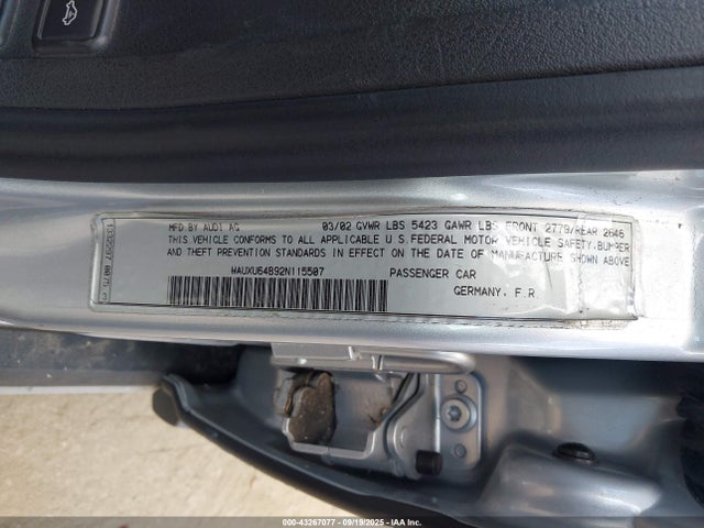 2002 AUDI S6 WAUXU64B92N115507 Photo 8