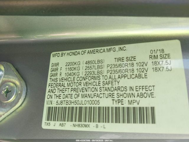 2018 ACURA RDX 5J8TB3H50JL010005 Photo 8